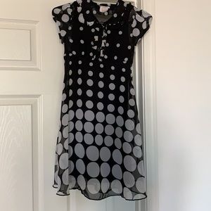 Girls pink vanilla dress size 10. Super cute black with gray polka dots.